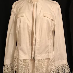 Inc White Jacket with Lace Trim, NWT